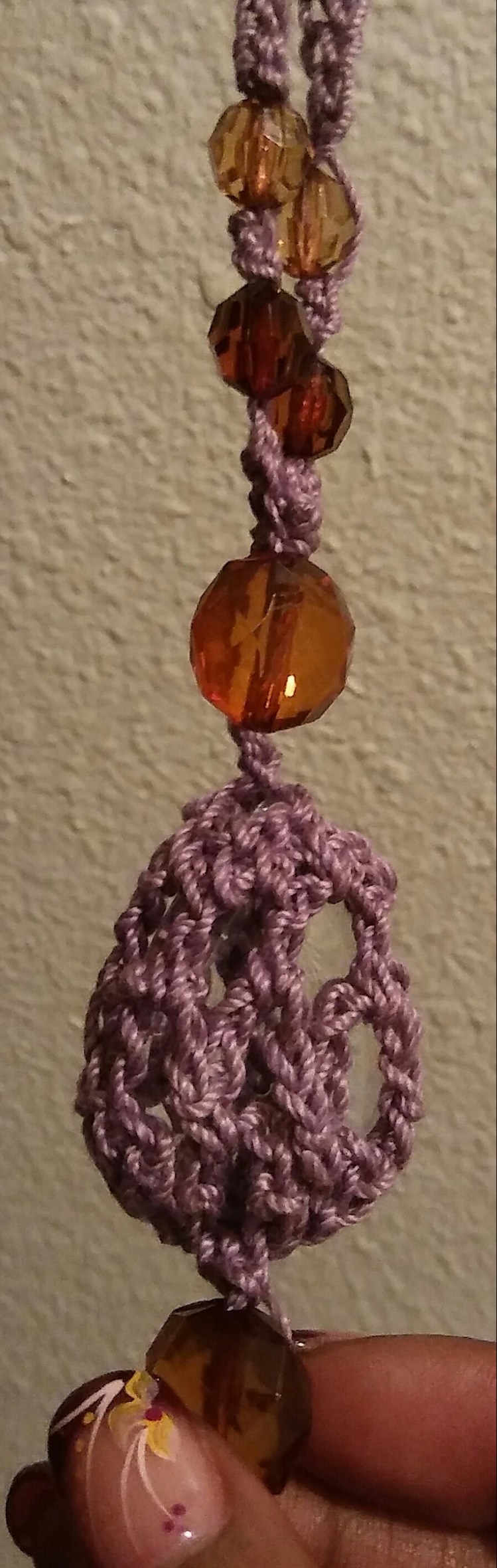 Crocheted Gem-Facet Beaded Necklace